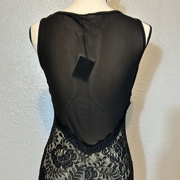 NEW miusol black and nude lace crochet mesh back maxi dress size S - Picture 6 of 12